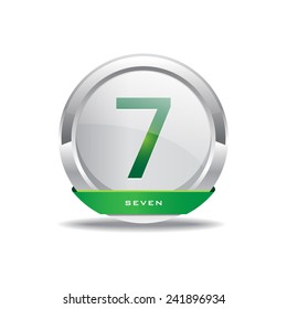 7 Number Circular Vector Green Web Icon Button