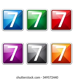 7 Number Colorful Vector Icon Button