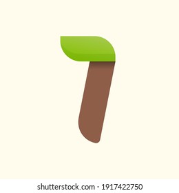 7-stellige Umweltzeichen mit Blatt. Vektorgrafik für Bio-Plakate, Spa-Emblem, Vegan, Kräuterkarten, botanische Karten usw.