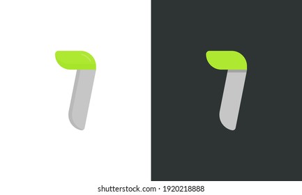 7 number ecology logo. Vector font for bio posters, spa emblem, vegan, herbal and botanical cards etc.