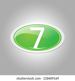 7 Number Elliptical Vector Green Web Icon Button