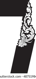 7 number floral dragon head vector /  Southeast Asia Art Style Design