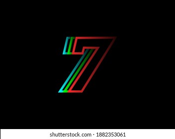 7 number font fast, speed motion logo. Sport style futuristic oblique design for   delivery posters, industrial, racing identify and more