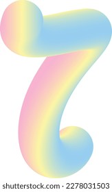 7 number with gradient color style font