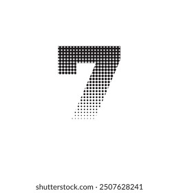 7 number halftone dotted effect logo icon vector illustration eps