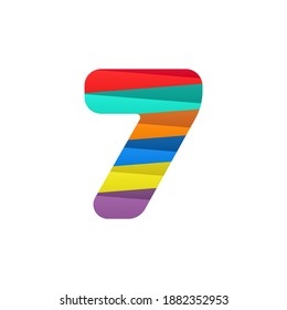 7 number logo with colorful diagonal lines. For brand label, Colorful Anniversary Celebration, creative poster and icon, multimedia ads and more