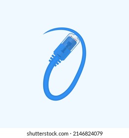 7 cable de red azul fabricado por número. Tipo de letra de diseño digital de cable rj45 para el logotipo y los titulares de la tecnología, logotipo digital, empresas eléctricas identidad corporativa y más