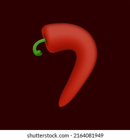 7 Anzahl aus rotem Chilischoten. Isolierte pflanzliche, ökologische Vektorgrafik für Elemente der Bauernplanung, Speisekarte und mehr