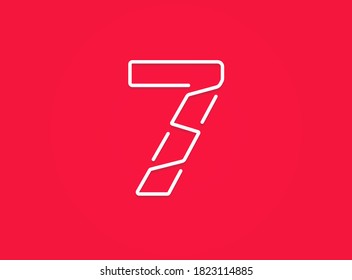 7 number. Modern trendy, creative style design. For logo, brand label, design elements, corporate identity, application etc. Isolated vector illustration          