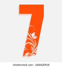 7 Number Orange Font Vector