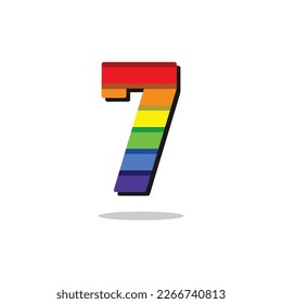 7 Number Rainbow Color Logo Design Template Inspiration, Vector Illustration.