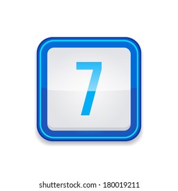 7 Number Rounded Corner Square Vector Blue Web Icon Button