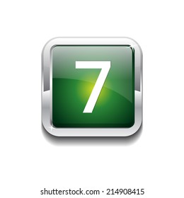7 Number Rounded Rectangular Vector Green Web Icon Button