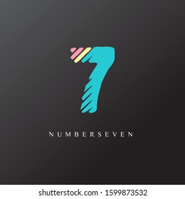 7 number scratch design letter logo