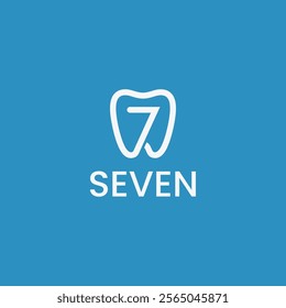 7 number seven with tooth logotype. Number seven dental logo vector icon sign symbol illustration