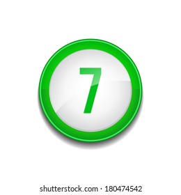 7 Number Sign Circular Green Vector Web Button Icon