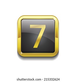 7 Number Square Vector Golden Black Web Icon Button