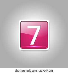 7 Number Square Vector Pink Web Icon Button
