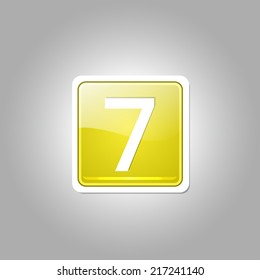 7 Number Square Vector Yellow Web Icon Button
