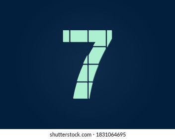 7 number, vector desing font.  Made of knife cut. For logo, brand label, design elements, corporate identity, application & more. IsolatedEps10 illustration
