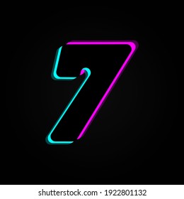 7 number vector trendy colors neon font. For dark night theme, vibrant identity, techno design, app logo and more