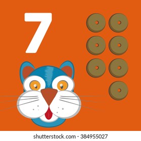 #7 - "Numbers for Kids" set, a cute cat with seven crunchies. Learn number and counting with kids.