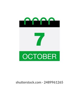7 october calendar date icon vector eps