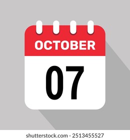 7 october calendar icon vector web page illustration background design.