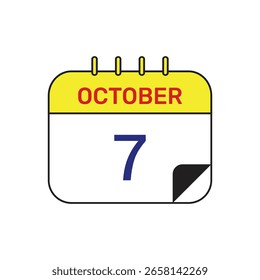 7 de outubro calendário ícone vetor ilustração design