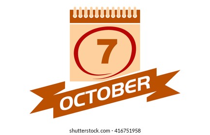 7 October Calendar with Ribbon
