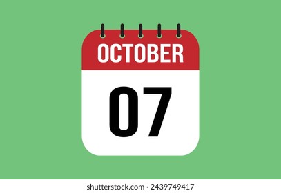 7 October Calendar. October Calendar Vector Illustration.