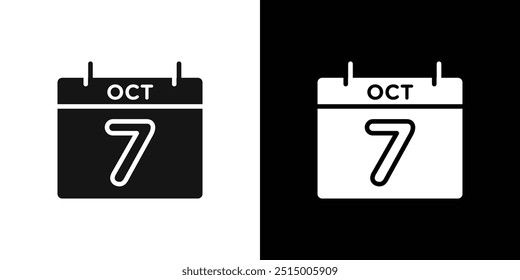 7 Oktoberdatumsymbol Flachfüllset-Sammlung