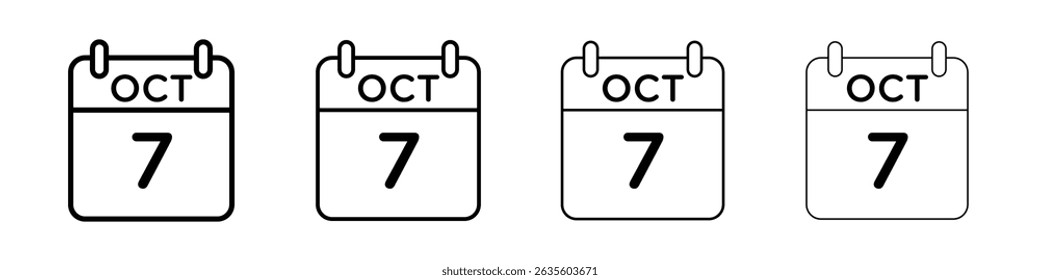 7 october date icon Flat illustration sign