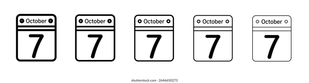7 october date icon flat simple outline logo