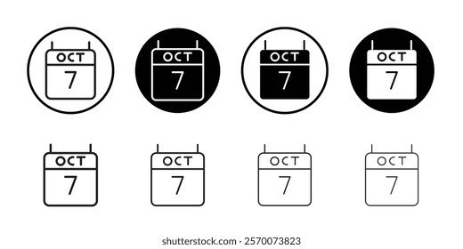 7 october date icon Outline vector for web ui