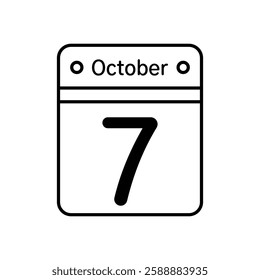 7 october date icon Vector logo set flat