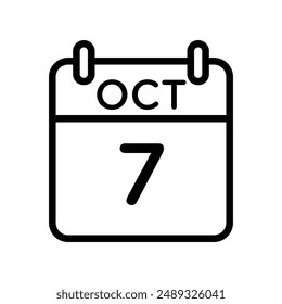 7 october date linear logo mark in black and white