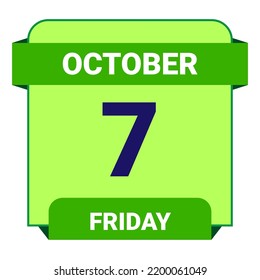 7 October, Friday. Date template. Useful design for calendar or event promotion. Vector illustration EPS 10 File.