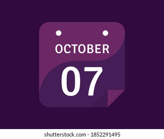 7 October, October 7 icon Single Day Calendar Vector illustration