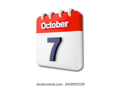 7 de octubre diseño de notas, calendario