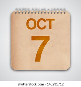 7 October on Old Notebook Vector 