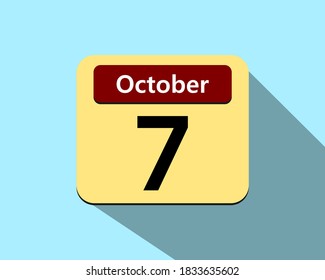 7 October - Vector art of an icon of a calendar