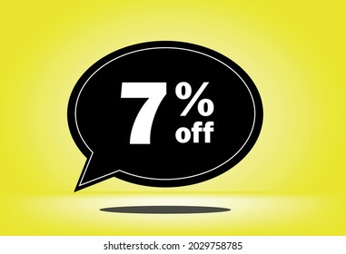 7% de descuento - globo flotante negro y amarillo - con fondo amarillo - banner para ofertas promocionales de descuento y reducción