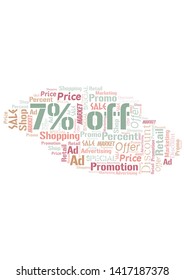 7% Off word cloud. Wordcloud made with text only.