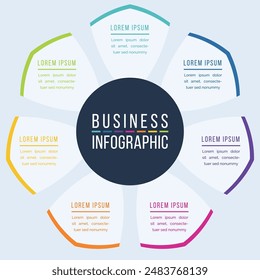 7 Options Infographic circle design 7 steps, objects, elements or options information business infographic template