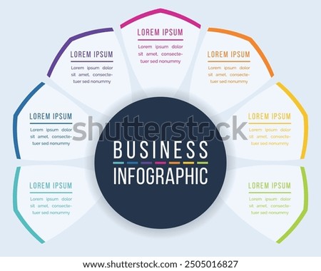 7 Options Infographic circle design 7 steps, objects, elements or options information business infographic template