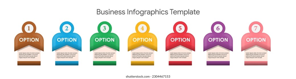 7 options seven steps process business infographics template design diagram paper concept