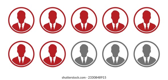 7 out of 10 men vector icon. Vector illustration.