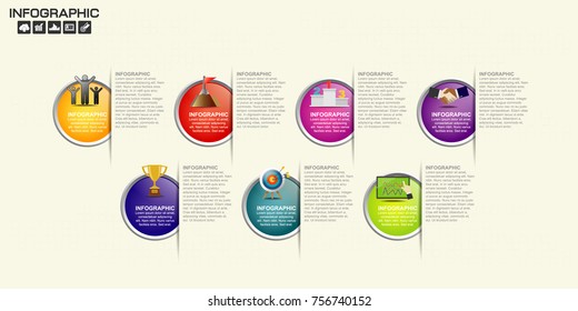 7 Parts infographic design vector and marketing icons can be used for workflow layout, diagram, report, web design. Business concept with options, steps or processes.