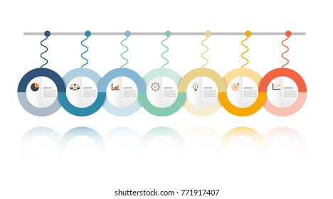 7 Parts infographic design vector and marketing icons can be used for workflow layout, diagram, report, web design. Business concept with options, steps or processes.
